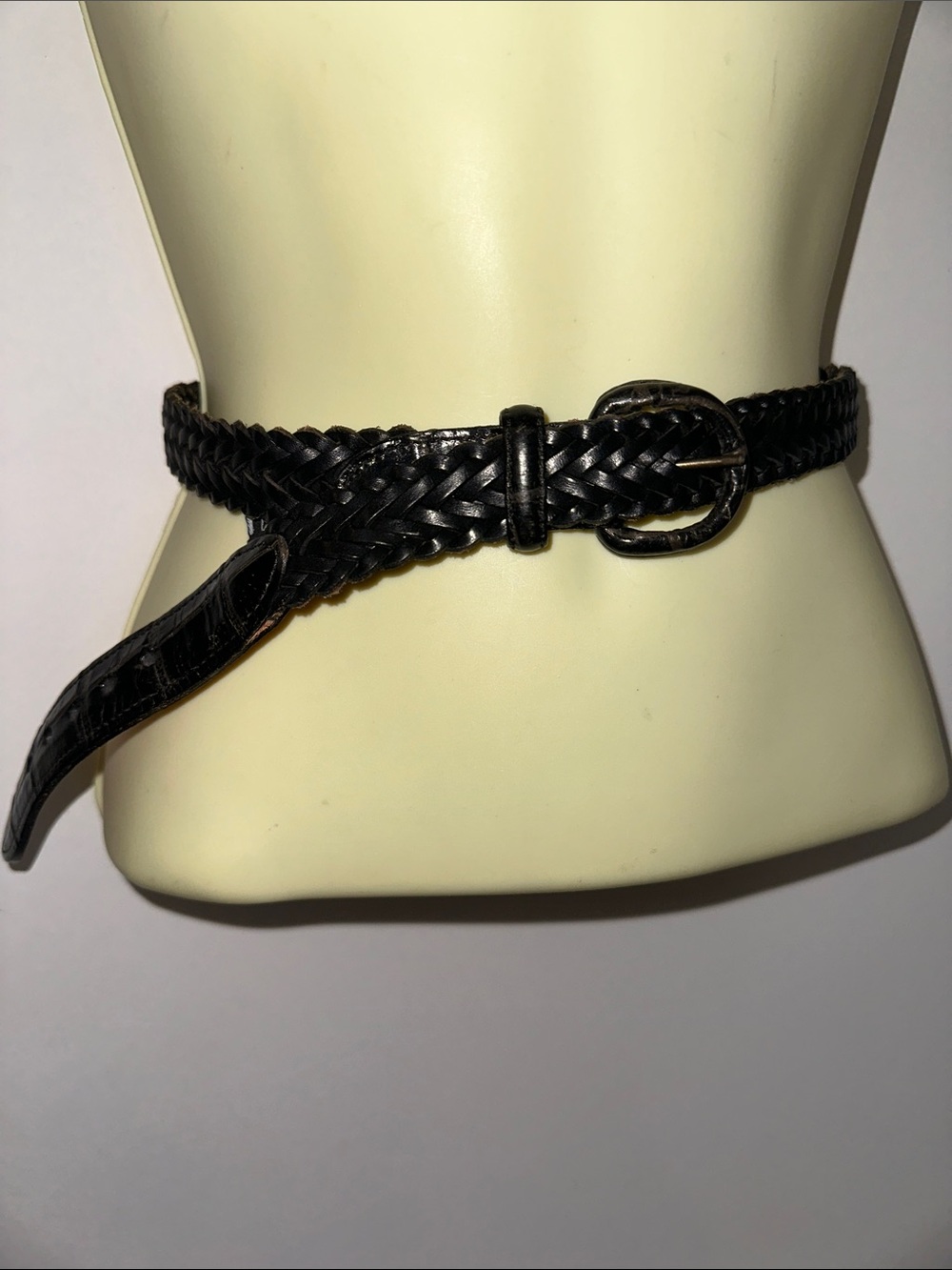 Brighton Black Braided Leather Belt with Oval‎ Buckle